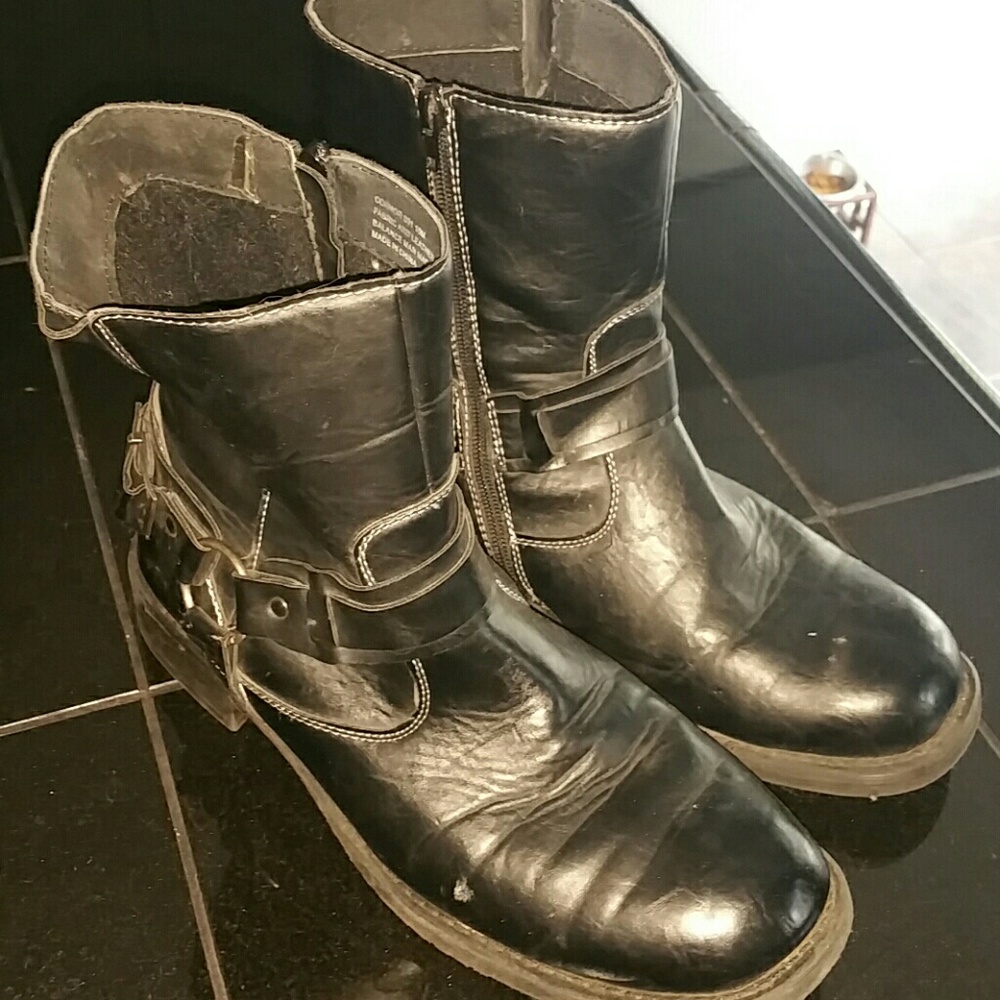 Black leather boots